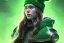 Placeholder: girl, cute, beautiful, long hair, wavy hair, red hair, green eyes, green beanie, green coat, black tee shirt, head and shoulders portrait, 8k resolution concept art portrait by Greg Rutkowski, Artgerm, WLOP, Alphonse Mucha dynamic lighting hyperdetailed intricately detailed, algerian flag