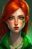 Placeholder: devilish red haired, green eyed, freckled gamer girl