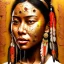 Placeholder: native American portrait, rust, scaffolding, iron cladding, decay, mixed media, dark textured, anatomically correct, beautiful perfect face, sharp focus, highly detailed