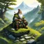 Placeholder: The short dwarf healer, known for his ancient wisdom and mystical abilities, sits cross-legged at the summit of the sacred hill. Before him, on a flat stone, he arranges his medicines: mosses, powders, and leaves gathered from the depths of the forest. These are not just remedies but conduits to the ancient secrets of his people, passed down through generations and held deep within his soul. With a reverence born of centuries-old tradition, the dwarf healer stands fiercely, his war hammer on his