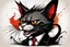 Placeholder: create a wild caricature of a savage, ravenous, gothpunk vampire cat, in the caricature style of Gerald Scarfe and Ralph Steadman, precisely drawn, boldly inked, vividly colored, 4k