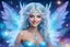 Placeholder: A beauty Fairy women with long lightblue hairy and Crystal wings . She has a beautiful eyes and a sweety elegant Smile. She Is a magic sacred dancer in cosmic ceremony..the background Is a magic coloured bright galaxy, with stars. We can see her total figure dancing