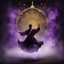 Placeholder: Hyper Realistic Sufi Whirling with Black, & Purple Islamic Sufi Rustic Grungy Background with golden crystals & fog around at night