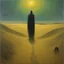 Placeholder: [art by Zdzisław Beksiński] Hunger gnawed, a primal need, 'Till an oasis I found, its sweet waters I drank with greed. Refreshed, but still unsure of my rightful place, I sought shelter, away from prying eyes and alien grace. Wandering these dunes, a mystery unbound, Visions and memories, swirling all around. What forces brought me to this alien ground? A soulful lament, my heart's resound.