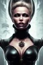 Placeholder: Pamela Anderson as evil queen in black leather, leather, busty, cleavage, angry, stern look. character design by cory loftis, fenghua zhong, ryohei hase, ismail inceoglu and ruan jia. unreal engine 5, artistic lighting, highly detailed, photorealistic, fantasy