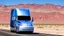 Placeholder: A Tesla semi-truck is parked, at the 'Lake Mead', in Nevada. CINEMATIC. WIDE ANGLE LENS.
