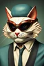 Placeholder: cat with shark mask in the style of japanese photo realism