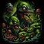 Placeholder: High_Quality_Art Digital Painting of Horror Monster creature genetic experiment by Richard Corben, Todd Schorr, T-Shirt Design, Black Background,