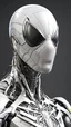 Placeholder: A realistic white Spiderman in a titanium cybernetic suit, detalhado, designe perfeito, alta qualidade arestas perfeitas e simetricas ::n_desenho de estilo, Low-quality imperfection, boneco, game, anime