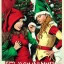 Placeholder: two elves. woman and man. Christmas scene. poster. marvel comic. low-key