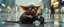 Placeholder: master oil painting by Rembrandt, glasses and ticks, cyberpunk imagery synchronized stylized fluffy gremlin with wolf rat aura laying low with drumming kit flat power trike , wet reflective salt flat city, fast motion blur background, scared bystander