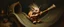 Placeholder: hårete gremlin hurtig snegle på fest med stor slegge aker ned sklie malt av Rembrandt