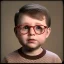 Placeholder: Peter billingsley chubby kid glasses, Holding a dark red bar of soap, brown argyle sweater