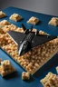 Placeholder: Stealth bomber made of rice crispy treats, photorealistic