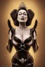 Placeholder: Joan Crawford as evil queen in black leather, busty, cleavage, dominatrix, curvy, angry, stern look. unreal 5, octane render, cinema4d, dynamic lighting, dramatic lighting, 4k, redshift render, highly detailed, hyper realistic,anthropomorphic