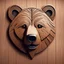 Placeholder: combine textured wood with stylized shape of a bear head, letterpress style, minimalistic, clean