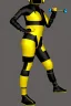 Placeholder: Bronze color, Yellow, Black Cyan photograph Cyber-punk, full-mask, AKG-style big headphones, golden rings & disc, fencing mask. Speakers. Asa Akira, lightly armored, electronic circuits. Thick tights, thick calves, arched fell, wide hip, flat belly. Ancient artifact attached. Perfect body. Guns, 3D-Escher tiling, background. Daft Punk, Tron Movie. Matrix movie clothes, Silver leather area, tippet, latex. Wicked sneakers. 1990's, old telephone microphone. Surreal. Minimal fashion Future