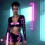 Placeholder: young rihanna, blade runner style, middle short hair, rain, fog, neon ambient, gradient color, clean skin, circuits, latex coat, cyber punk, neon, tubes, portrait, photo studio, unreal engine 5, smooth color, 16 bit, god lights, ray tracing, RTX, lumen lighting, ultra deatail, volumetric lighting, 3d, finely drawn, hd.