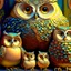 Placeholder: Family of cute and chubby owls multicolored by Fernando Botero and Jacek Yerka , sf, intricate artwork masterpiece, ominous, matte painting movie poster, golden ratio, trending on cgsociety, intricate, epic, trending on artstation, by artgerm, h. r. giger and beksinski, highly detailed, vibrant, production cinematic character render, ultra