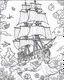 Placeholder: Pirates of the Caribbean: Black Pearl Sea Battle Coloring Challenge: Create an exhilarating coloring page inspired by the Pirates of the Caribbean movie, featuring the iconic Black Pearl in the midst of a dramatic sea battle. Encourage young artists to bring the scene to life by minimizing background and lines, allowing the focus to be on the action-packed elements like cannon fire and crashing waves. This black-and-white canvas provides an exciting challenge for kids to unleash their creativity