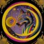 Placeholder: Kandinsky, werewolf, yellow crescent moon