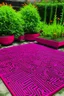 Placeholder: A magenta garden with crickets painted by Keith Haring