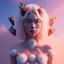 Placeholder: tropic landscape, white background, aerographic style,realistic painting of a beautiful girl and jar marmelade,volumetric blue clouds,pink sky environment and flying strawberries in background, volumetric lighting,dramatic lighting, detailed digital painting, extreme dense and fine fur, anime, ornate, colour-washed colors, elegant, small minutiae, tiny features, particulars, centered, smooth, sharp focus, renderman gofur render, 8k, uhd, detailed eyes, real