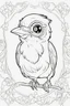 Placeholder: Outline art for cute coloring pages with bird with glasses, full body, white background, sketch style, only use outline, clean line art, no shadows and clear and well outlined.