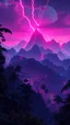 Placeholder: make the pov showing and enitre jungle landscape and you on the top of the mountain in the jungle overlooking the enitre jungle forest and the jungle cyberpunk neon themed and realisitic. have the tress glowing neon colors and the mountains are have neon lines going through them like its about to crack and explode