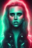 Placeholder: danish singer mø face, cyberpunk, neon shine tones,