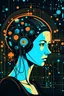 Placeholder: humans must not rapresented on this picture Film, cartoon cyberpunk effect.the theme is computer hardware human Interface neural sphere