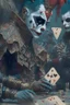 Placeholder: A harlequin character, playing cards with other people , sf, intricate artwork masterpiece, ominous, matte painting movie poster, golden ratio, trending on cgsociety, intricate, epic, trending on artstation, by artgerm, h. r. giger and beksinski, highly detailed, vibrant, production cinematic character render, ultra high quality model