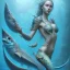 Placeholder: sango fantasy, fantasy magic, intricate, sharp focus, illustration, highly detailed, digital painting, concept art, matte, artgerm and paul lewin and kehinde wiley, masterpiece sexy lips African lady fish body mermaid turquoise space lady beach sea under water great white shark mermaid seaweed