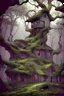 Placeholder: Cottage overgrown with ancient trees, high-fantasy, digital art"