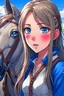 Placeholder: Anime woman with blue eyes with horse