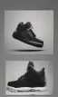 Placeholder: Jordan 3 black sneaker made out of fire. Animation movie style.