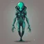 Placeholder: Ilustración vectorial de Alien, colores contrastantes, full body