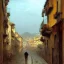 Placeholder: Porto antico, Genoa, uphill road, Ligurian architecture , by Jeremy mann, point perspective,intricate detailed, strong lines, John atkinson Grimshaw,