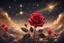 Placeholder: CIELO ESTRELLADO DORADO CON UNA ROSA ROJA