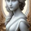 Placeholder: Greek white marble stature, full body, full of details, realistic, beautiful young woman, hight definition, perfect green eyes, face like Julia Roberts