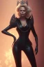 Placeholder: Pamela Anderson as evil queen in black leather, leather, busty, cleavage, angry, stern look. character design by cory loftis, fenghua zhong, ryohei hase, ismail inceoglu and ruan jia. unreal engine 5, artistic lighting, highly detailed, photorealistic, fantasy