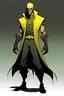 Placeholder: a full body male villain, resembling sulfur the element, less evil
