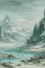 Placeholder: A cyan tundra with glaciers painted by Albrecht Durer