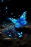 Placeholder: Luminous blue butterfly and manure full of stars