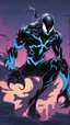 Placeholder: Mix between venom symbiote and Reaper in solo leveling shadow style with neon glowing blue