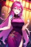 Placeholder: girl, masterpiece, best quality, cinematic lighting, detailed outfit, vibrant colors, perfect eyes, long hair, fuchsia hair, fuchsia eyes, laughing, chinese clothes,