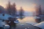 Placeholder: Peder Monk Monsted style, frozen lake, cracked ice