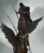 Placeholder: shaman, male native american, long black hair, black hooded coat like wings, 8k resolution concept art portrait by Greg Rutkowski