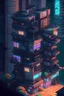 Placeholder: simcity style in game asset house anime cyberpunk style