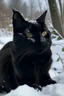 Placeholder: eine schwarze katze im schnee